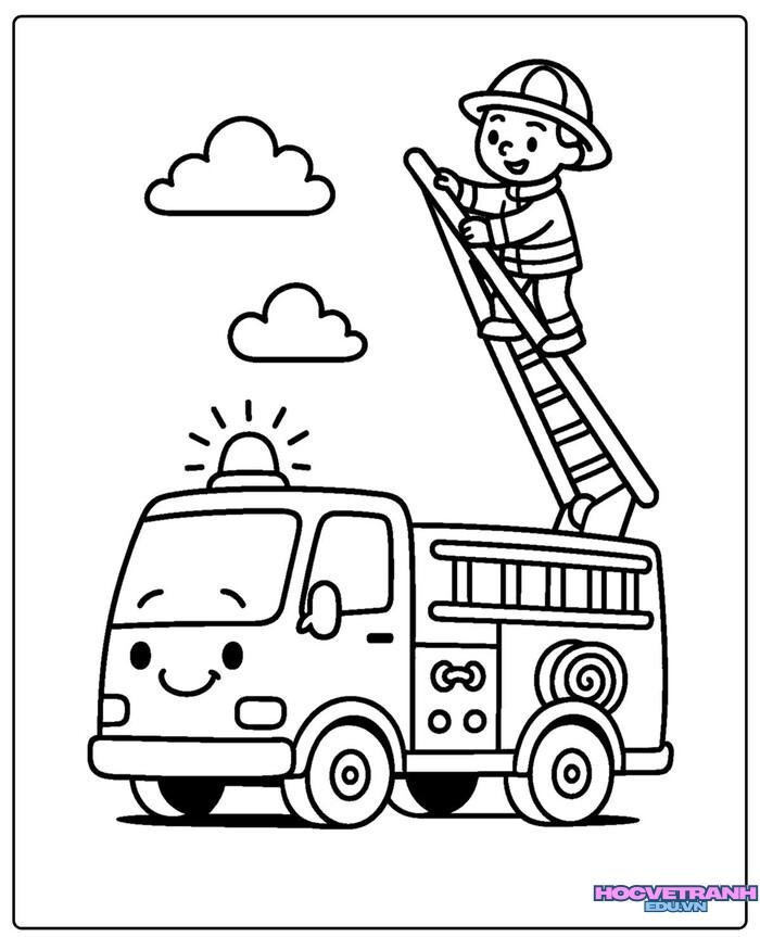 Fire Engine Colouring Page Template – 24