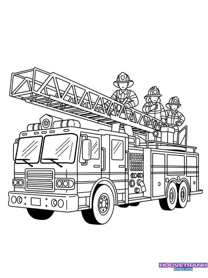 tranh tô màu xe cứu hỏa đẹp 5k