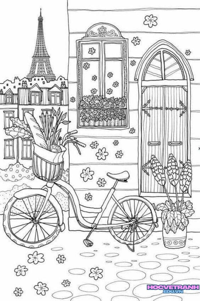 tranh tô màu xe đạp 3s full