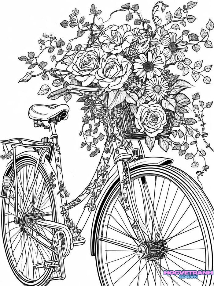 tranh tô màu xe đạp đơn giản full hd