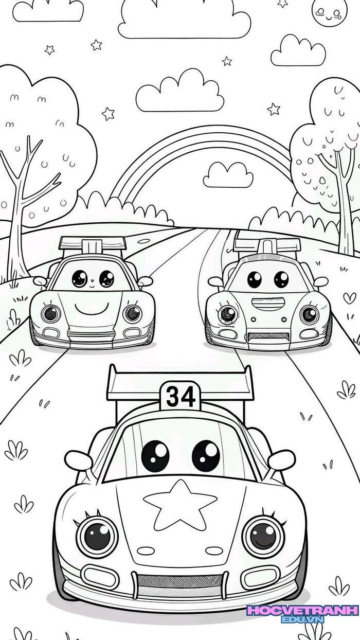 tranh tô màu xe ô tô 4s full