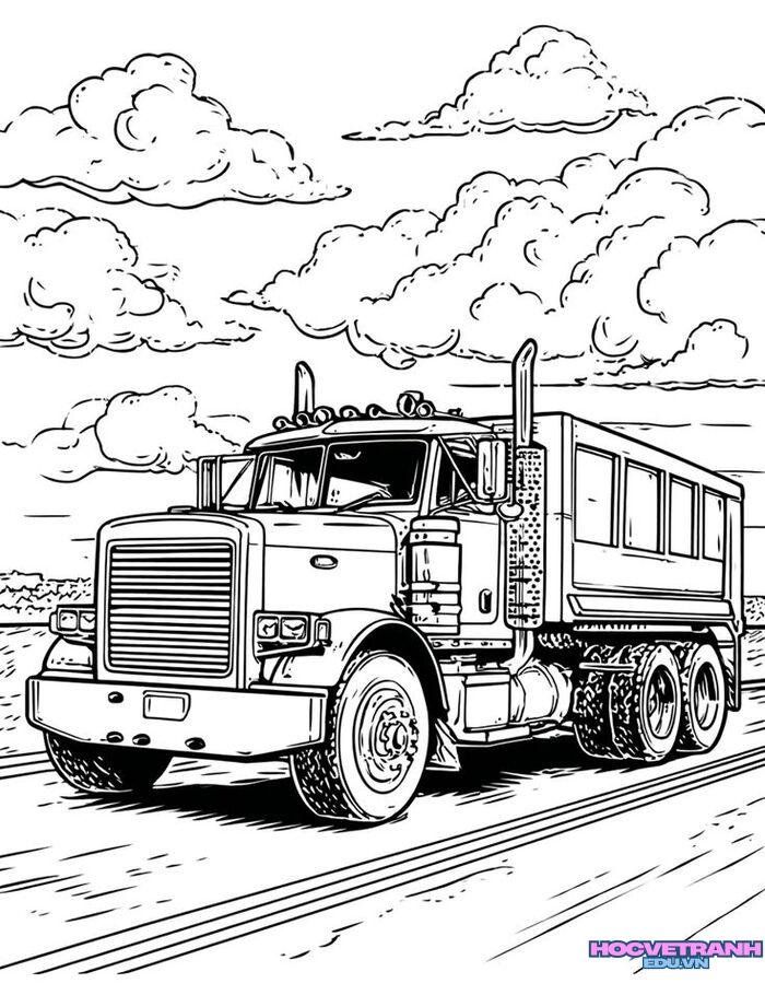 tranh tô màu xe tải 5k full