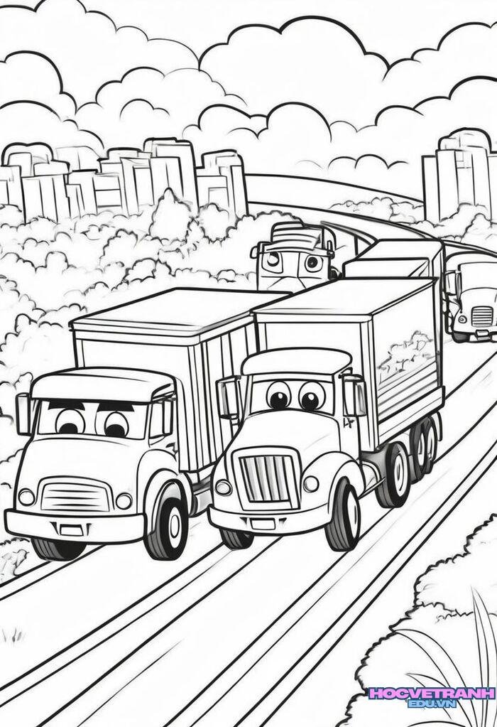 tranh tô màu xe tải đẹp 5d