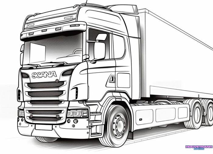 tranh tô màu xe tải hd full