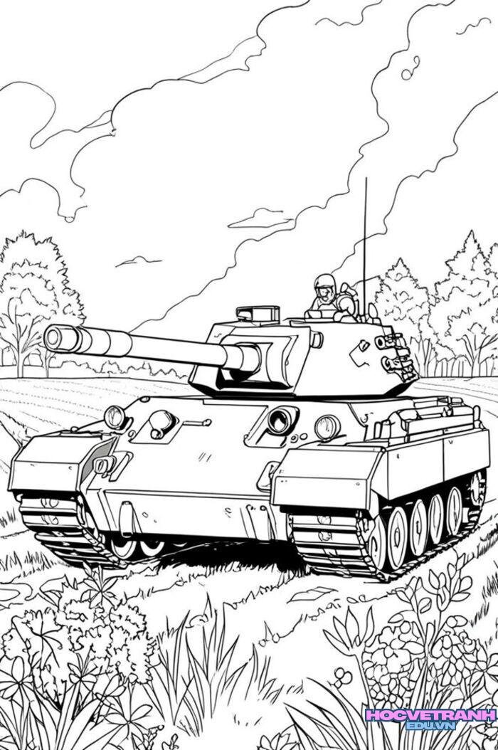 tranh tô màu xe tăng 3d full