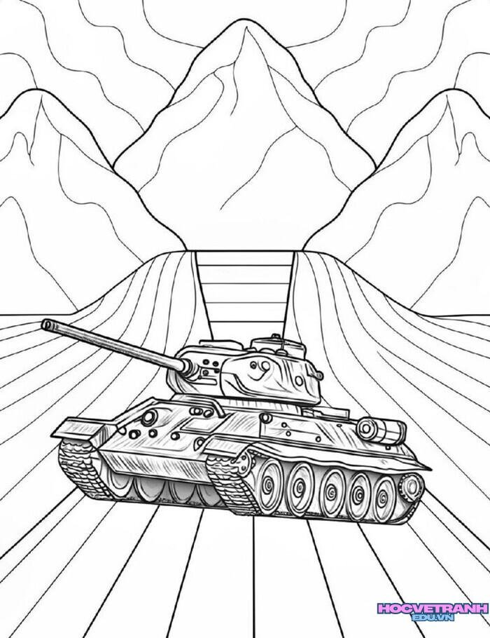 tranh tô màu xe tăng đẹp full hd