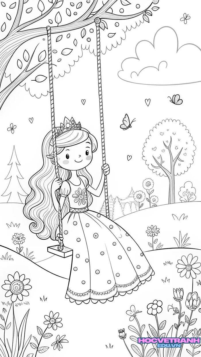 tranh tô màu xích đu 3d