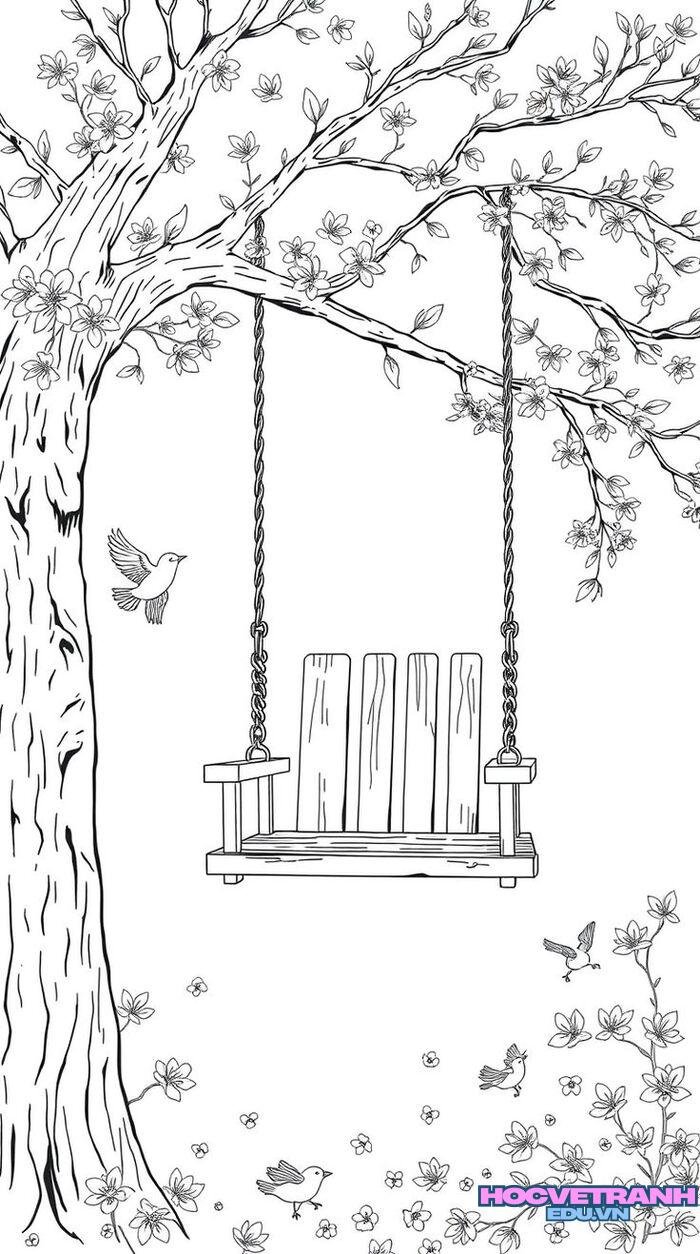 tranh tô màu xích đu 4k full