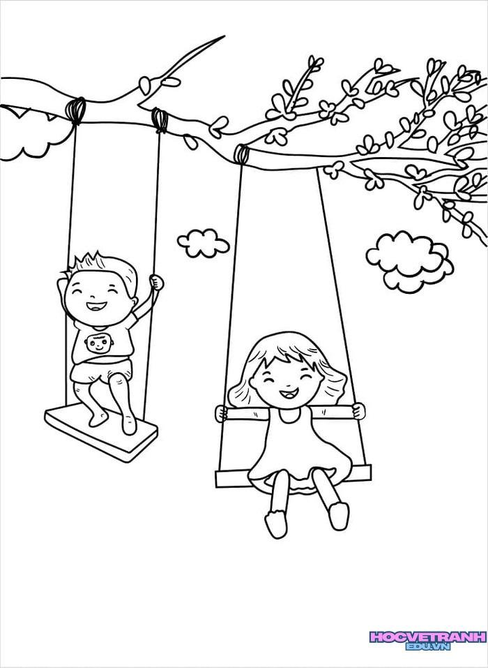 tranh tô màu xích đu 4s full