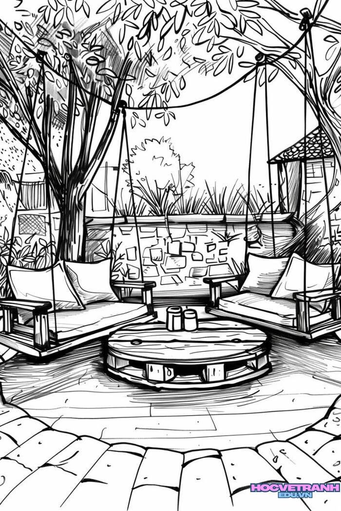 tranh tô màu xích đu 4s