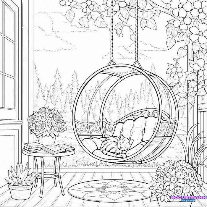 tranh tô màu xích đu 5s