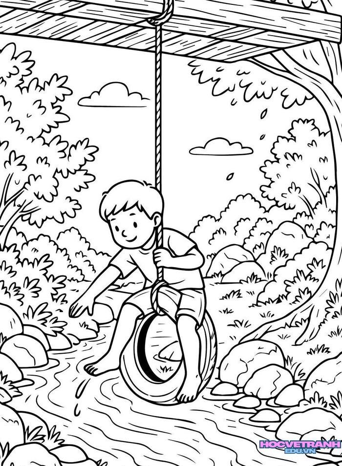 tranh tô màu xích đu full hd
