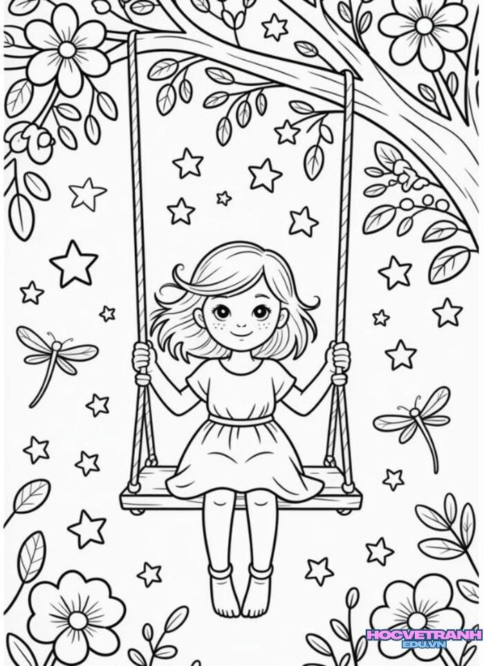 tranh tô màu xích đu full