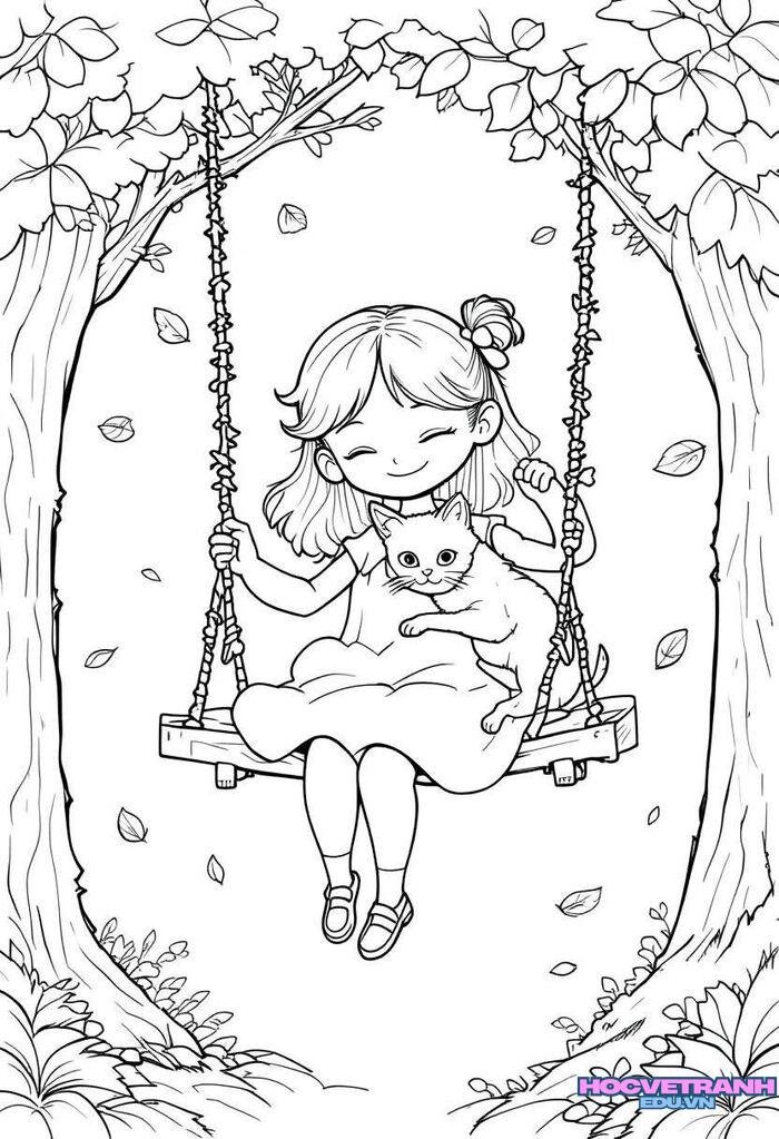 tranh tô màu xích đu hd