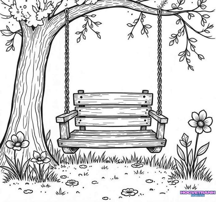 tranh tô màu xích đu