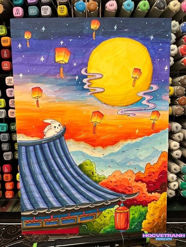 tranh trung thu màu sáp