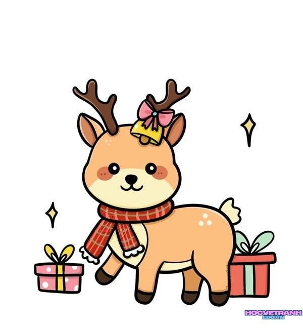 tranh tuần lộc nơ hồng