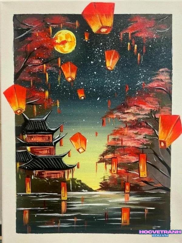 tranh ước nguyện hoa đăng