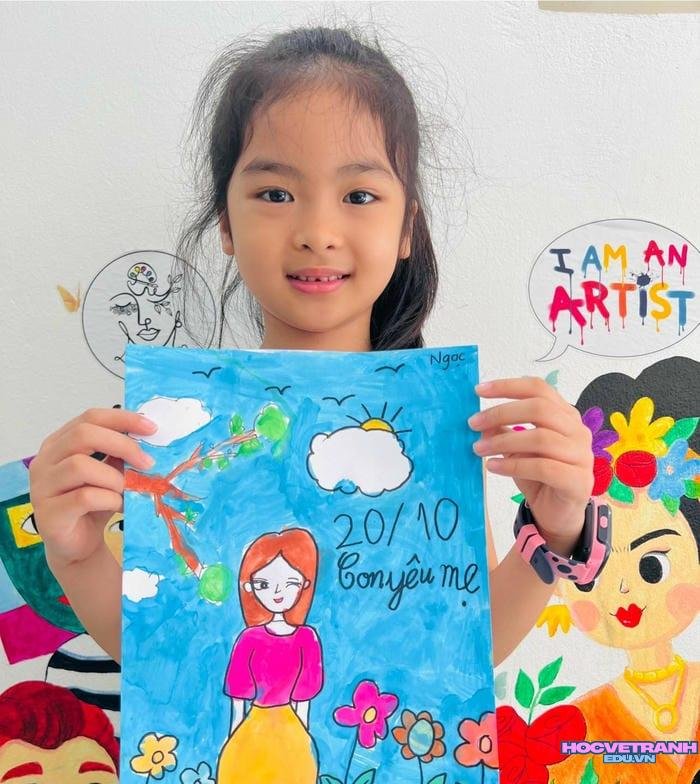 tranh vẽ 20 10 học sinh tiểu học