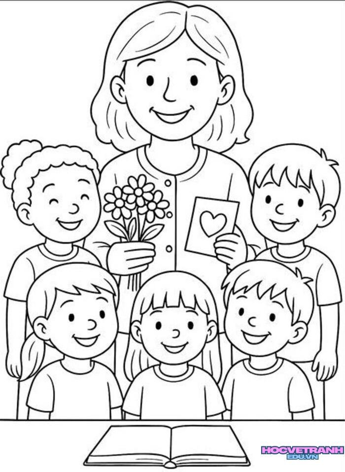 tranh vẽ 20 11 chưa tô màu đẹp full