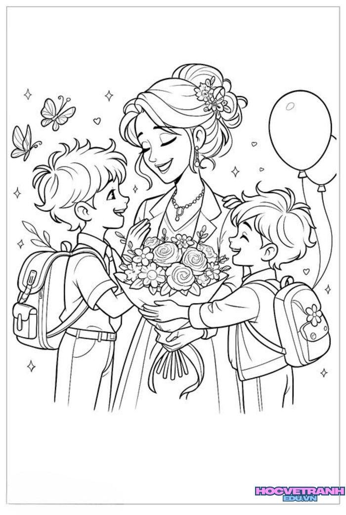 tranh vẽ 20 11 chưa tô màu đẹp hd