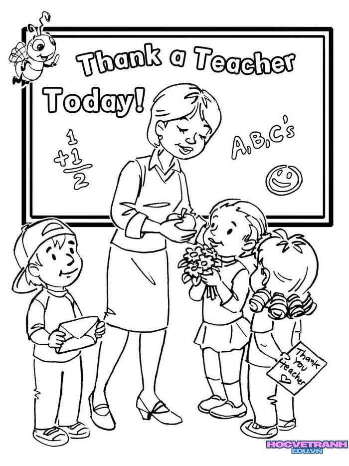 tranh vẽ 20 11 chưa tô màu đẹp xinh hd