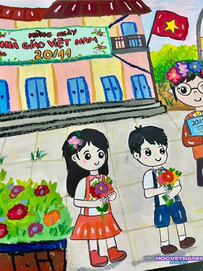 tranh vẽ 20 11 lòng biết ơn