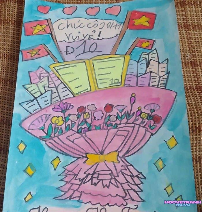 tranh vẽ 20 11 với bục giảng