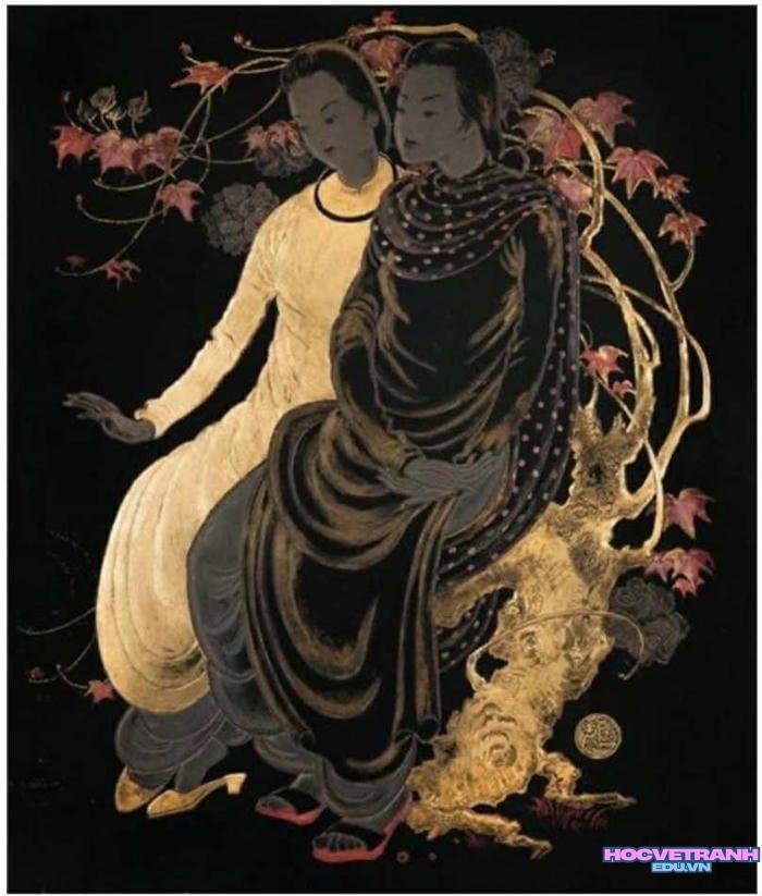 tranh vẽ áo dài bằng acrylic