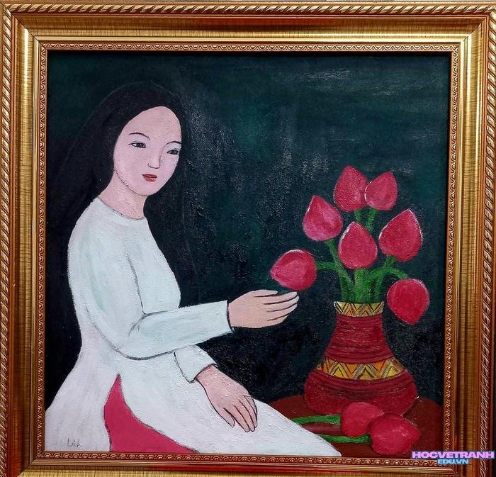 tranh vẽ áo dài sáng tạo