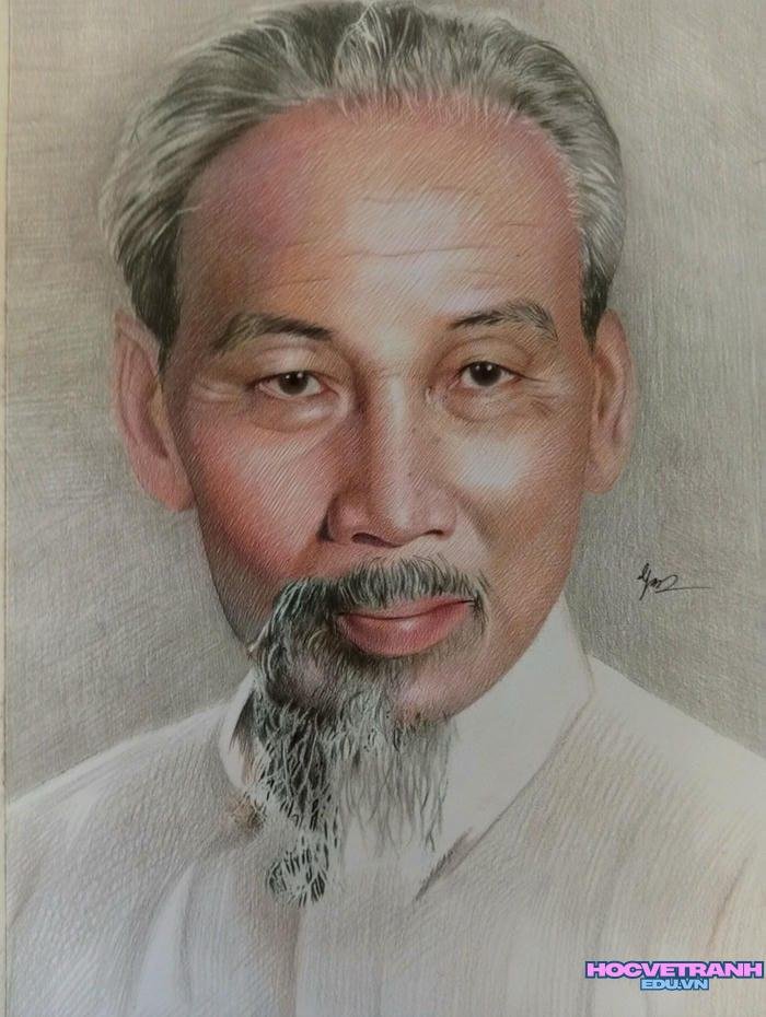 tranh vẽ bác hồ và non sông