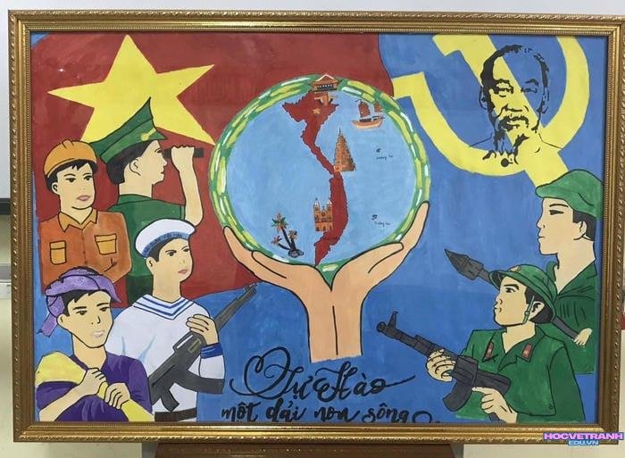 tranh vẽ bản đồ việt nam và núi rừng