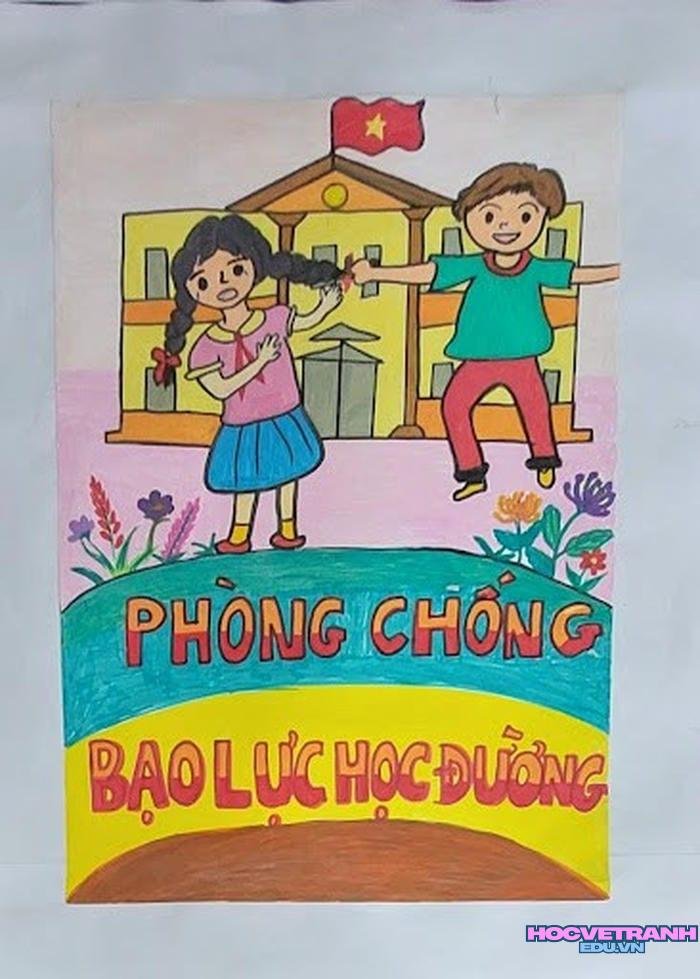 tranh vẽ bạo lực học đường nghệ thuật