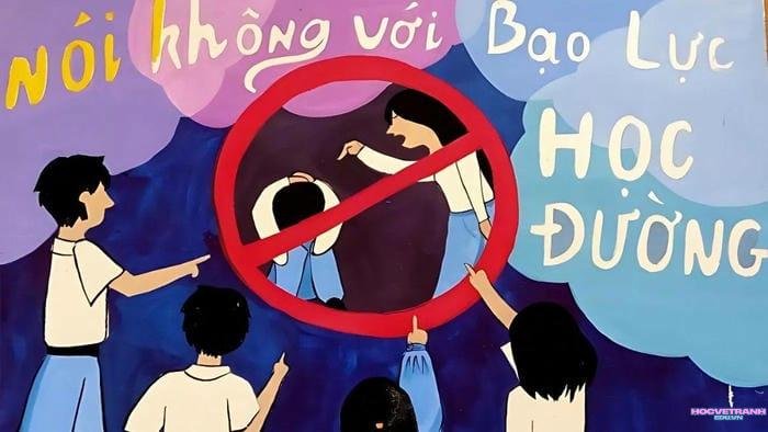 tranh vẽ bạo lực học đường và bạn bè