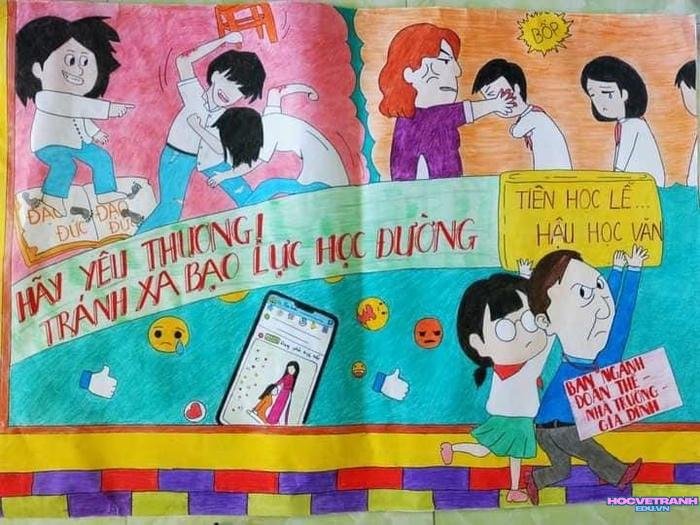 tranh vẽ bạo lực học đường và sự cảm thông