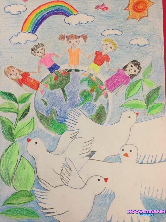tranh vẽ bảo vệ hòa bình màu sắc