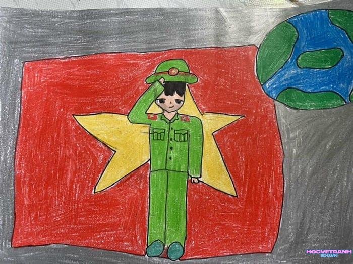 tranh vẽ bảo vệ tổ quốc màu sắc