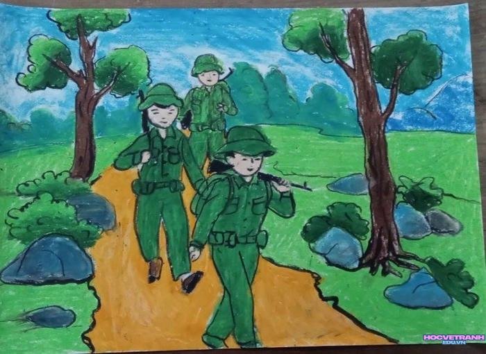 tranh vẽ bảo vệ tổ quốc với bộ binh
