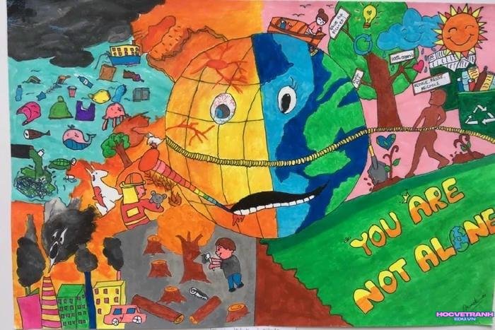 tranh vẽ bảo vệ trái đất chống biến đổi khí hậu