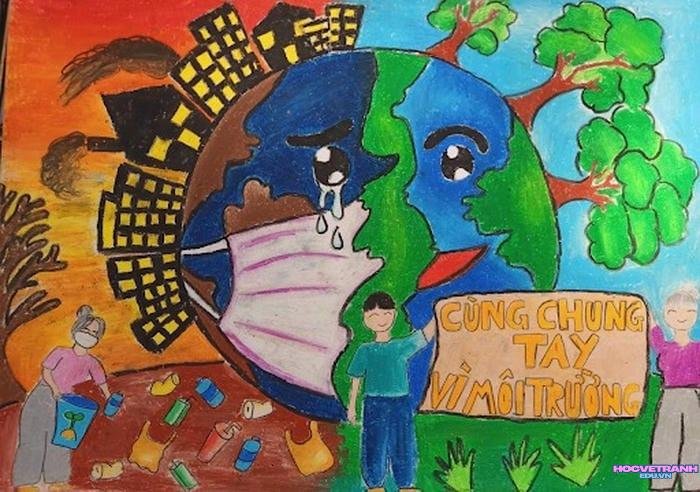 tranh vẽ bảo vệ trái đất sáng tạo