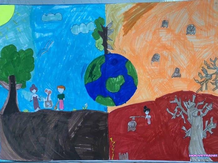 tranh vẽ bảo vệ trái đất xanh