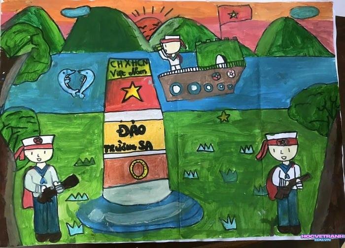 tranh vẽ biển đảo và tàu