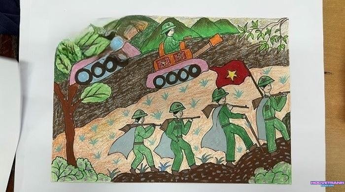 tranh vẽ chiến thắng điện biên phủ lớp 9