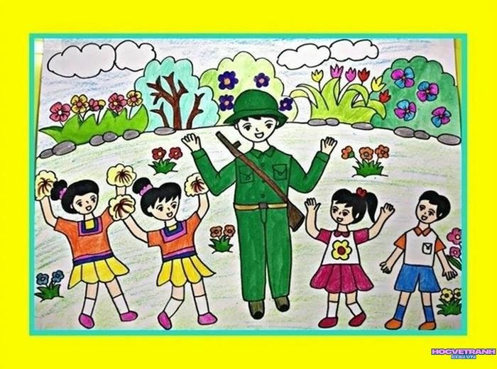 tranh vẽ chú bộ đội cụ hồ​