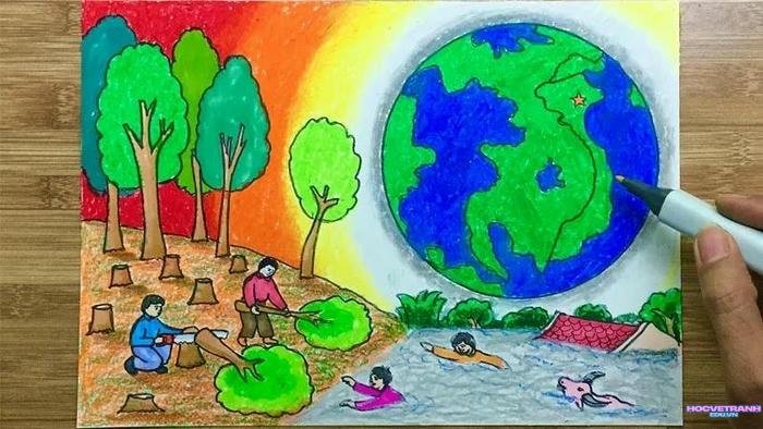 tranh vẽ cổ động lớp 8