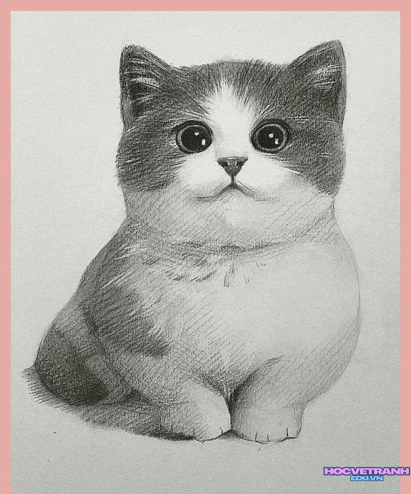 tranh vẽ con mèo dễ thương