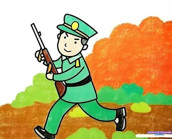 tranh vẽ đề tài chú bộ đội​