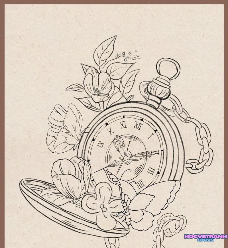 tranh vẽ đồng hồ mẫu