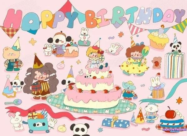 tranh vẽ happy birthday