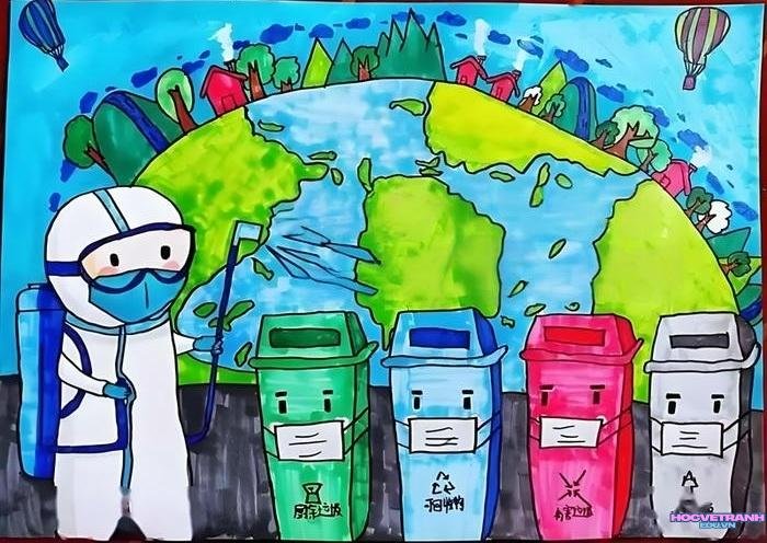 tranh vẽ khí hậu thùng rác